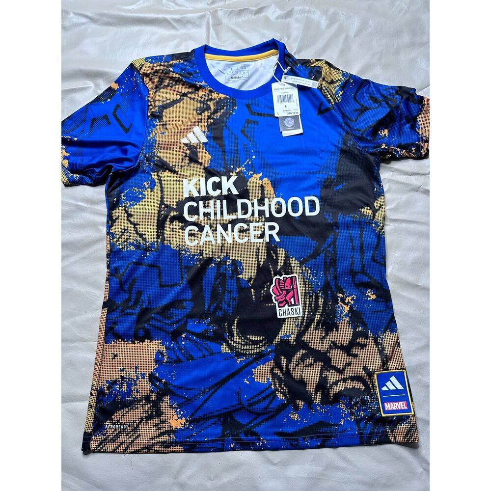 Adidas X Marvel Kick Childhood Cancer Pre-Match Soccer Jersey HT3238 Men Large